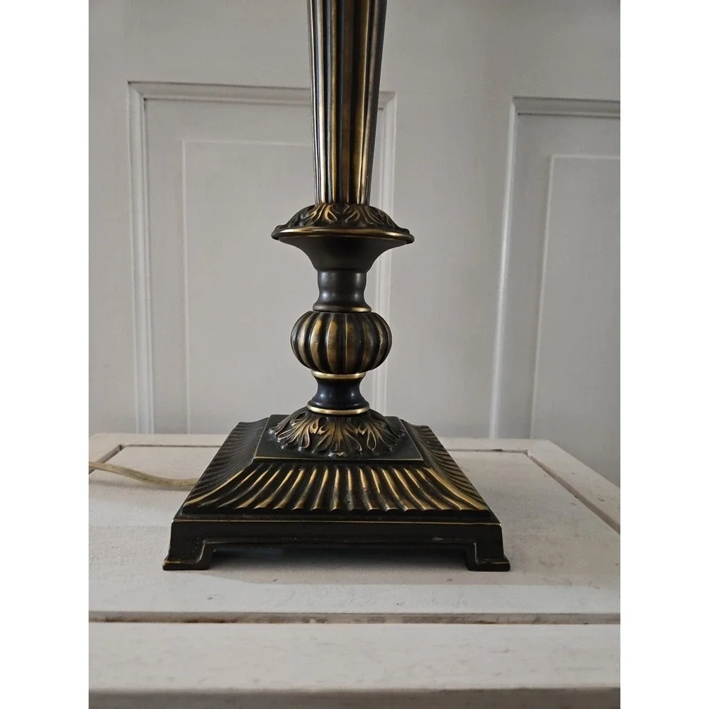 Vintage 1980's Bombay Lamp With Black And Brass Finish